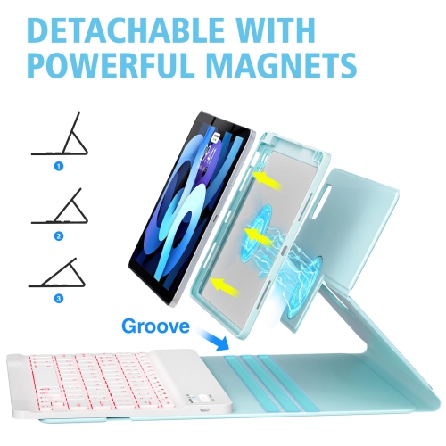 iPad – Étui-clavier 10,9 Air de 5th 4th génération, Pro 11 1st/2nd/3rd/4th, étui magnétique rotatif à 360° avec porte-stylet, clavier sans fil