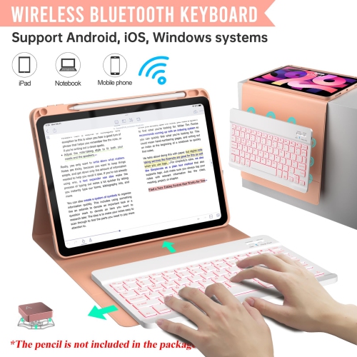 Étui-clavier iPad 10.9/11 Air 5th 4th génération, Pro 11 1st/2nd/3rd/4th, étui magnétique rotatif à 360° avec porte-stylet, clavier sans fil