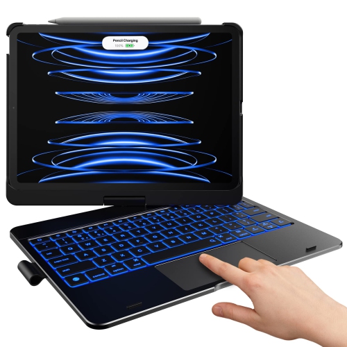 Touch iPad Pro 11 inch Case with Keyboard - Multi-Touch Trackpad & 10 Colors Backlight & 360° Rotatable - Thin & Light for iPad Pro 11 & iPad Air 5th