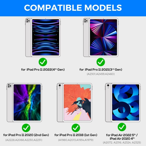 Touch iPad Pro 11 inch Case with Keyboard - Multi-Touch Trackpad & 10 Colors Backlight & 360° Rotatable - Thin & Light for iPad Pro 11 & iPad Air 5th