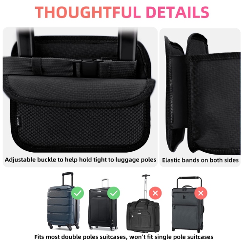 Luggage Travel Cup Holders Fits Roll on Suitcase Handles Attachment Drinks Carrier for Drink Beverages Coffee Mugs Travel Essential Flight Attendant