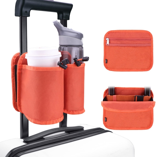 HLD Luggage Travel Cup Holders Fits Roll On Suitcase Handles Attachment Drinks Carrier for Drink Beverages Coffee Mugs Travel Essential Flight Attendant Accessories