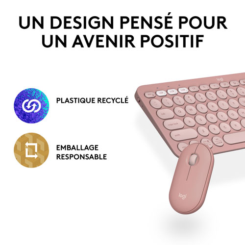 Logitech Pebble 2 Bluetooth Optical Ergonomic Keyboard & Mouse Combo - Pink