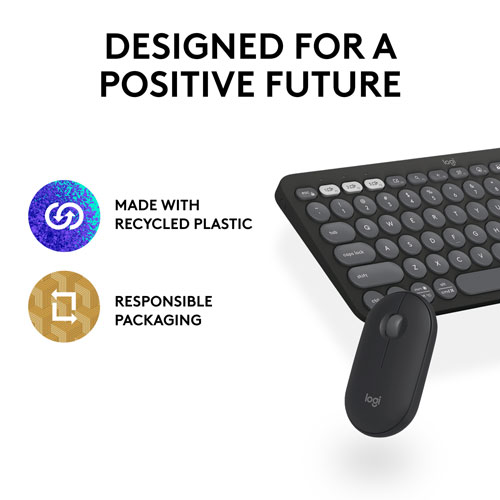 Logitech Pebble 2 Bluetooth Optical Ergonomic Keyboard & Mouse Combo - Black