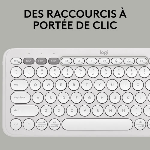 Ensemble avec souris optique et clavier ergonomique Bluetooth Pebble 2 de Logitech - Blanc - Anglais