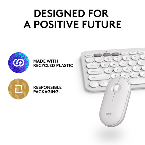 Logitech Pebble 2 Bluetooth Optical Ergonomic Keyboard & Mouse Combo for Mac - White
