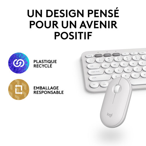 Logitech Pebble 2 Bluetooth Optical Ergonomic Keyboard & Mouse Combo for Mac - White