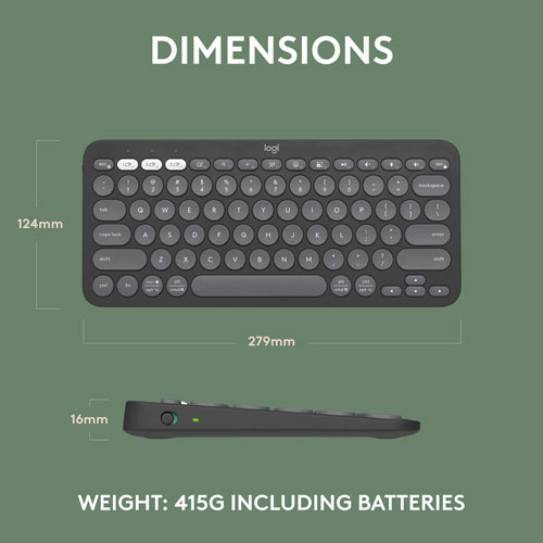 Logitech K380s Wireless Slim TKL Keyboard with Customizable Shortcuts - Tonal Graphite