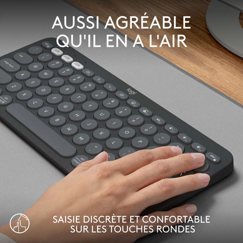 Clavier sans fil mince K380s sans pavé numérique de Logitech avec raccourcis personnalisables - Graphite tonal