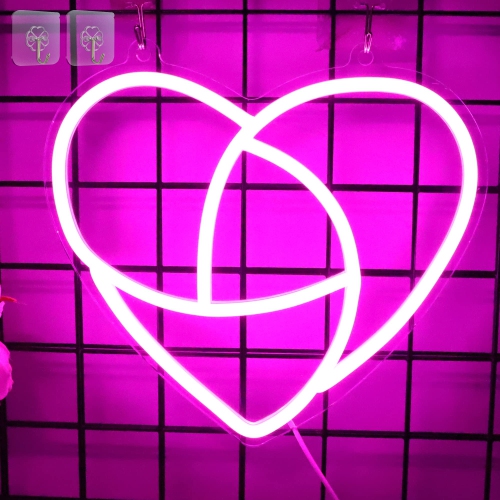 HLD Love Neon Lamp, Light Up Led Heart Pink Sign With USB Powered, Art Wall Home Room Table Decor for Kids Birthday Girls Women Wedding Party Valentines Mother's Day Christmas Gifts