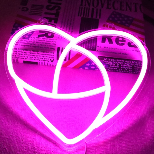 Love Neon Lamp, Light up LED Heart Pink Sign with USB Powered, Art Wall Home Room Table Decor for Kids Birthday Girls Women Wedding Party Valentines