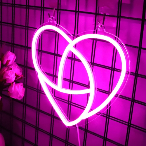 Love Neon Lamp, Light up LED Heart Pink Sign with USB Powered, Art Wall Home Room Table Decor for Kids Birthday Girls Women Wedding Party Valentines