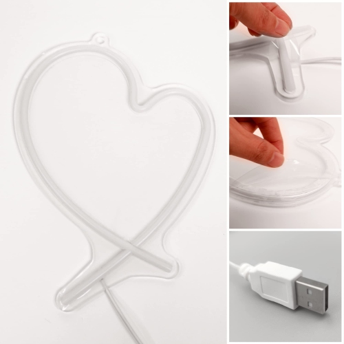 Pink Heart Tail Neon Sign, LED Light with USB Powered Operated, Table & Wall & Home Decor Lamp, Creative Gifts for Girl Women Kid Birthday Wedding