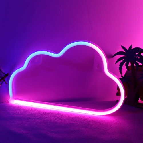 HLD Cloud Neon Sign, Light Up Pink & Blue 2 Colors Led Bedside Lamps Bedroom Home Wall Decor Aesthetic With USB Powered, Gifts for Teen Girls Kid Party Bar Birthday Wedding Christmas