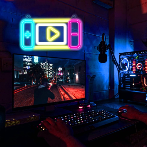 Game Console Controller Neon Signs, Light up Acrylic LED lamp with USB Powered, Wall Home Decor for Boy Teen Gamer Kid Gaming Room Birthday Christmas