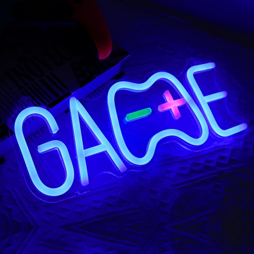 Cool Game Shaped Neon Signs, Light up LED Blue Neon Lights with Stand - Best Gaming Wall Room Party Decor Accessories -Birthday Gift for Teen Boys