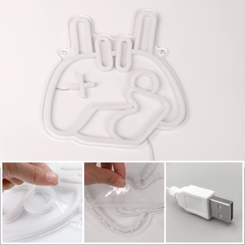 Light up Game Rock Hand Shaped Neon Signs, Acrylic Neon Lights with USB Powered, LED Wall Decor for Teen Boys Gaming Room Birthday Party Gifts