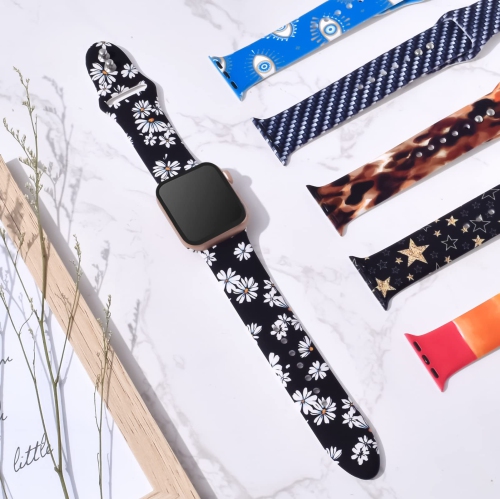 Apple Watch Band 38mm 40mm 41mm for Women Men, Soft Silicone Replacement Strap Sport Band for iWatch Band Series SE/SE 2/9/8/7/6/5/4/3/2/1