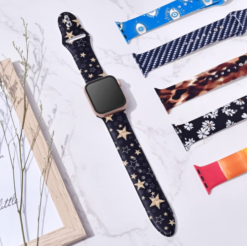 Apple Watch Band 38mm 40mm 41mm for Women Men, Soft Silicone Replacement Strap Sport Band for iWatch Band Series SE/SE 2/9/8/7/6/5/4/3/2/1