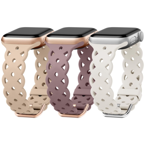Image 1 of 6.. Lace Silicone Bands Compatible with Apple Watch Band 42mm 44mm 45mm 49mm for Women Men, Hollow-Out Design Wristbands Soft Sport Straps for iWatch