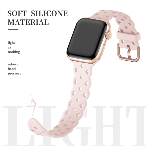 Lace Silicone Bands Compatible with Apple Watch Band 42mm 44mm 45mm 49mm for Women Men, Hollow-Out Design Wristbands Soft Sport Straps for iWatch