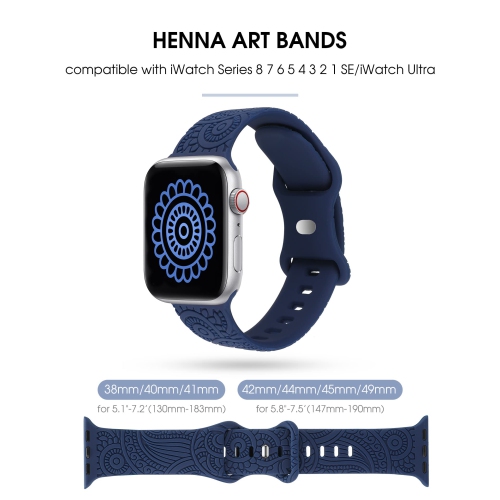 3 Packs Compatible with Apple Watch Band 42mm 44mm 45mm Women Men Soft Silicone Laser Engraved Flower Pattern Bracelet Cute Sport Strap for iWatch