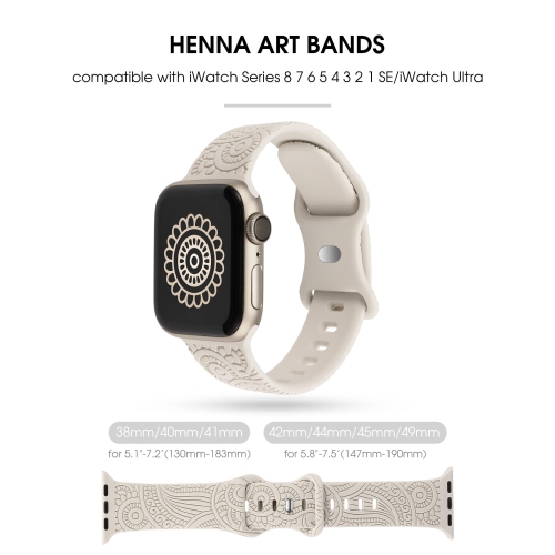 3 Packs Compatible with Apple Watch Band 42mm 44mm 45mm Women Men Soft Silicone Laser Engraved Flower Pattern Bracelet Sport Strap for iWatch Series