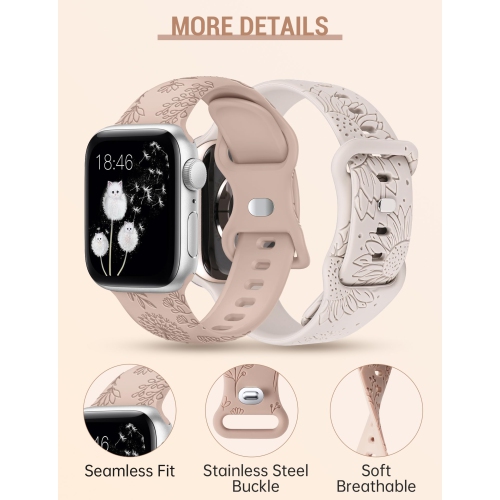 Paquet de 44&nbsp;mm bracelets compatibles avec le bracelet sport 49&nbsp;mm pour femmes en silicone 45&nbsp;mm de 42&nbsp;mm avec fleur de tournesol