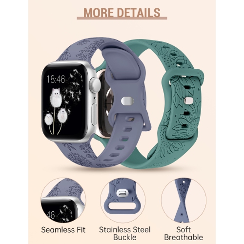 Paquet de 44&nbsp;mm bracelets compatibles avec le bracelet sport 49&nbsp;mm pour femmes en silicone 45&nbsp;mm de 42&nbsp;mm avec fleur de tournesol