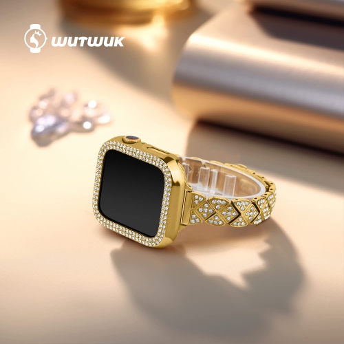 Bracelet pour Apple Watch 44 mm avec boîtier pour femmes, Bracelet en métal pour Apple Watch Series 8 se 7 6 5 4 3 2 1 mm