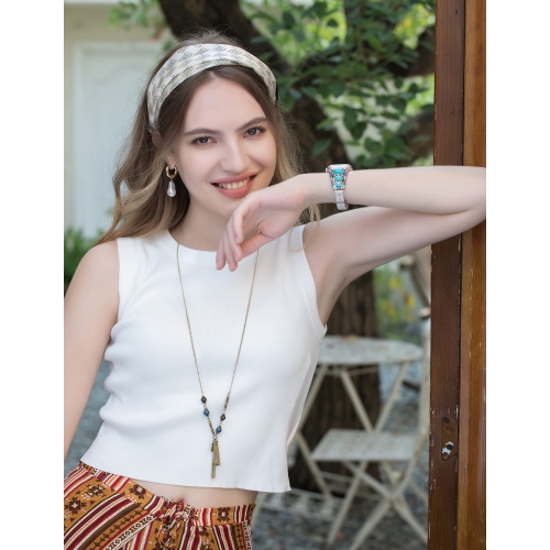 Bracelet en cuir compatible avec le bracelet Apple Watch 41 mm montre 38 mm 40 mm femmes Turquoise rétro bijoux pierres de Bohême