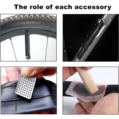 Bike Repair Kit, Home Bike Portable Patches Fixes Tool with Bicycle Repair Bag & Bicycle Tire Pump for Mountain Bike and Road Bike Camping Travel