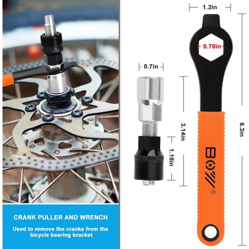 Bike Tool Kit, Including Bicycle Crank Removal Tool, 3 in 1 Bike Cassette Removal Tool, Bottom Bracket Remover, Rotor Lockring Removal Tool, Bike