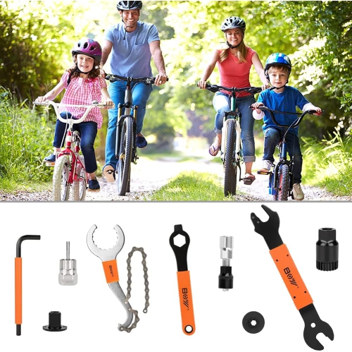 Bike Tool Kit, Including Bicycle Crank Removal Tool, 3 in 1 Bike Cassette Removal Tool, Bottom Bracket Remover, Rotor Lockring Removal Tool, Bike