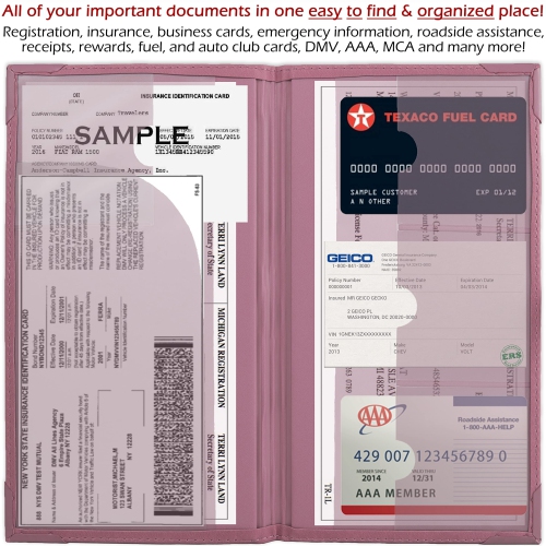 Assurance auto et porte-cartes d'enregistrement – Boîte à gants de rangement pour documents – Support de documents essentiels pour l'auto pour les