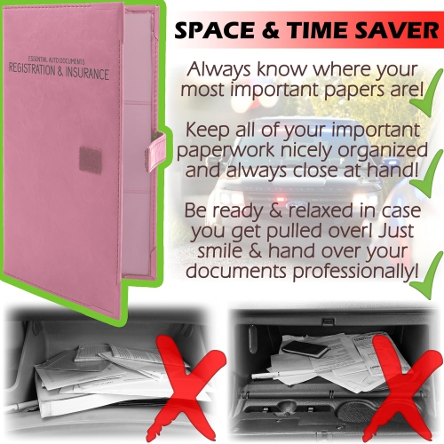 Assurance auto et porte-cartes d'enregistrement – Boîte à gants de rangement pour documents – Support de documents essentiels pour l'auto pour les