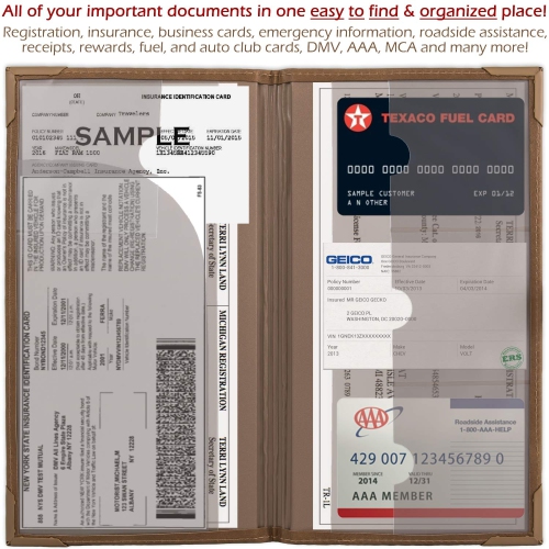 Assurance auto et porte-cartes d'enregistrement – Boîte à gants de rangement pour documents – Support de documents essentiels pour l'auto pour les