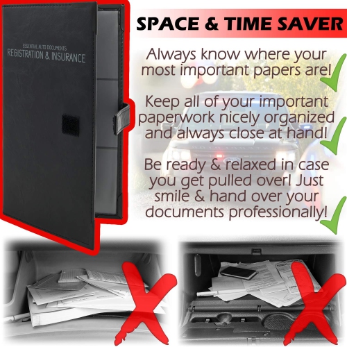 Assurance auto et porte-cartes d'enregistrement – Boîte à gants de rangement pour documents – Support de documents essentiels pour l'auto pour les