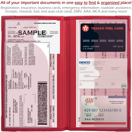 Auto Insurance and Registration Card Holder - Vehicle Glove Box Document Organizer - Car Essential Paperwork Holder for DMV, AAA, Contact Information