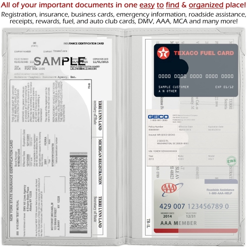 Auto Insurance and Registration Card Holder - Vehicle Glove Box Document Organizer - Car Essential Paperwork Holder for DMV, AAA, Contact Information