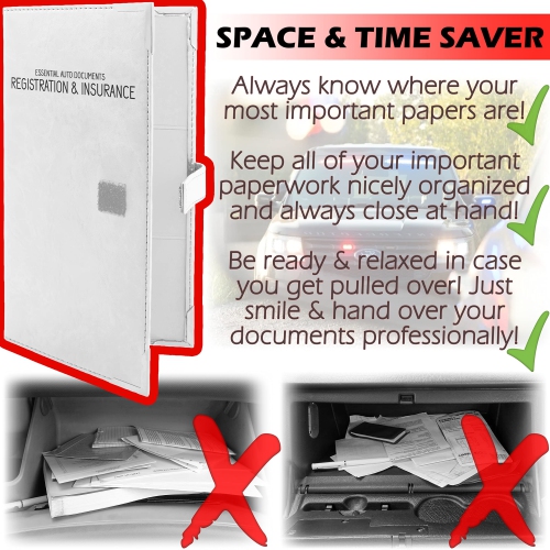 Auto Insurance and Registration Card Holder - Vehicle Glove Box Document Organizer - Car Essential Paperwork Holder for DMV, AAA, Contact Information