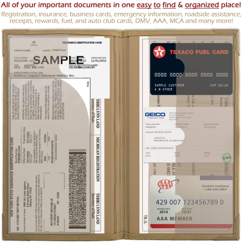 Assurance auto et porte-cartes d'enregistrement – Boîte à gants de rangement pour documents – Support de documents essentiels pour l'auto pour les