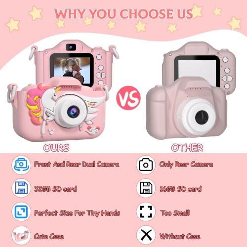 Kids Camera Toys for 3-12 Year Old Boys/Girls, Kids Digital Camera for Toddler with Video, Christmas Birthday Festival Gifts for Kids, Selfie Camera
