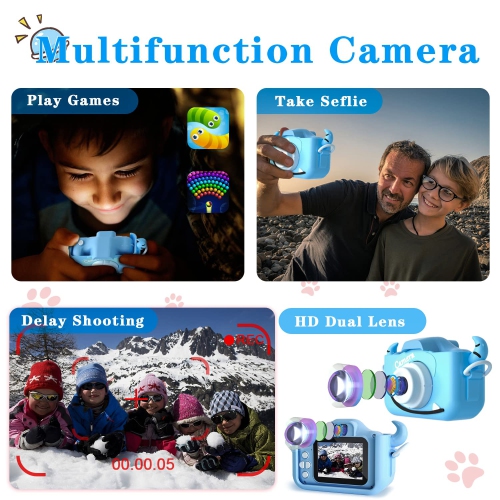 Kids Camera Toys for 9 10 11 12 Year Old Boys/Girls, Kids Digital Camera for Toddler with Video, Christmas Birthday Festival Gifts for Kids, Selfie