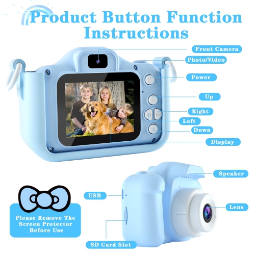 Kids Camera Toys for 3-12 Year Old Boys/Girls, Kids Digital Camera for Toddler with Video, Christmas Birthday Festival Gifts for Kids, Selfie Camera