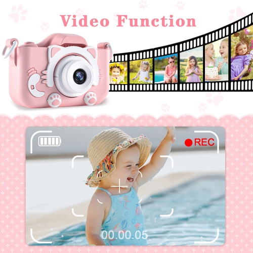 Kids Camera Toys for 3-12 Year Old Boys/Girls, Kids Digital Camera for Toddler with 1080P Video, Chritmas Birthday Festival Gifts for Kids, Selfie