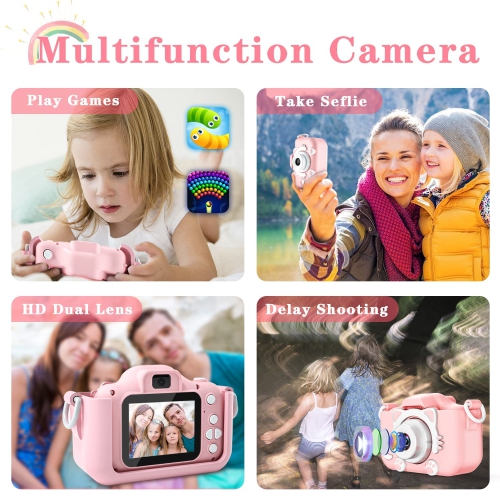 Kids Camera Toys for 3-12 Year Old Boys/Girls, Kids Digital Camera for Toddler with 1080P Video, Chritmas Birthday Festival Gifts for Kids, Selfie