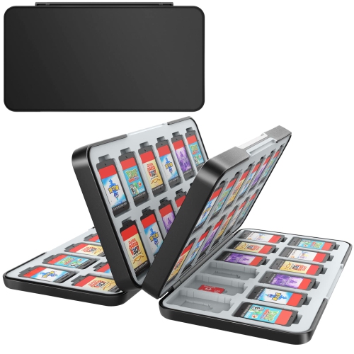 Étui pour cartes de jeu pour Nintendo Switch ou cartes mémoire microSD,  disque de stockage portatif pour jeux Switch avec 72 fentes pour cartes de  jeu et 24 fentes pour cartes microSD.