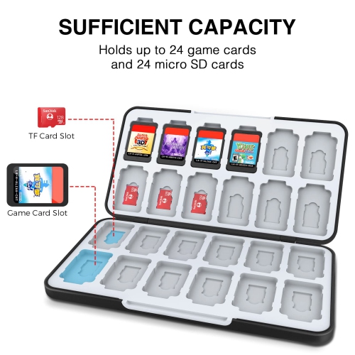 Game Card Case for Nintendo Switch Game Card or Micro SD Memory Cards,Custom Pattern Switch Game Memory Card Storage with 24 Game Card Slots and 24