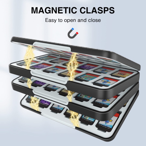 Game Card Case for Nintendo Switch&Switch OLED,Carbon Fibre Surface Processes Design Switch Lite Game Card Storage Case with 72 Game Card Slots and